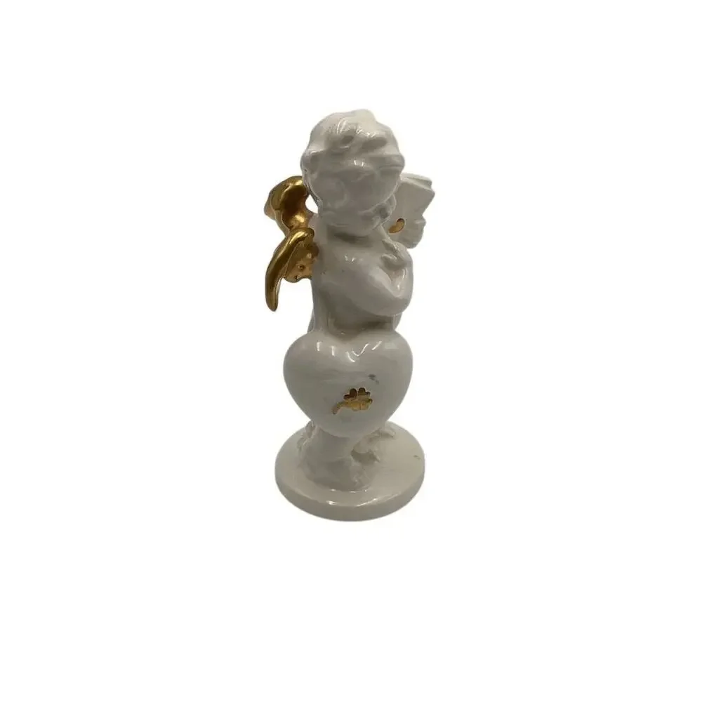 Vintage Angel Figurine with Gold Trim Wings 5.5” Multicolor‎